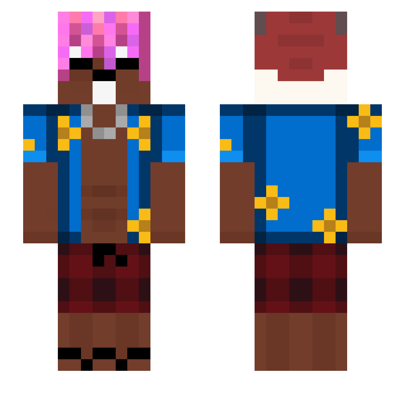 wodchuck Minecraft skin, front and back view
