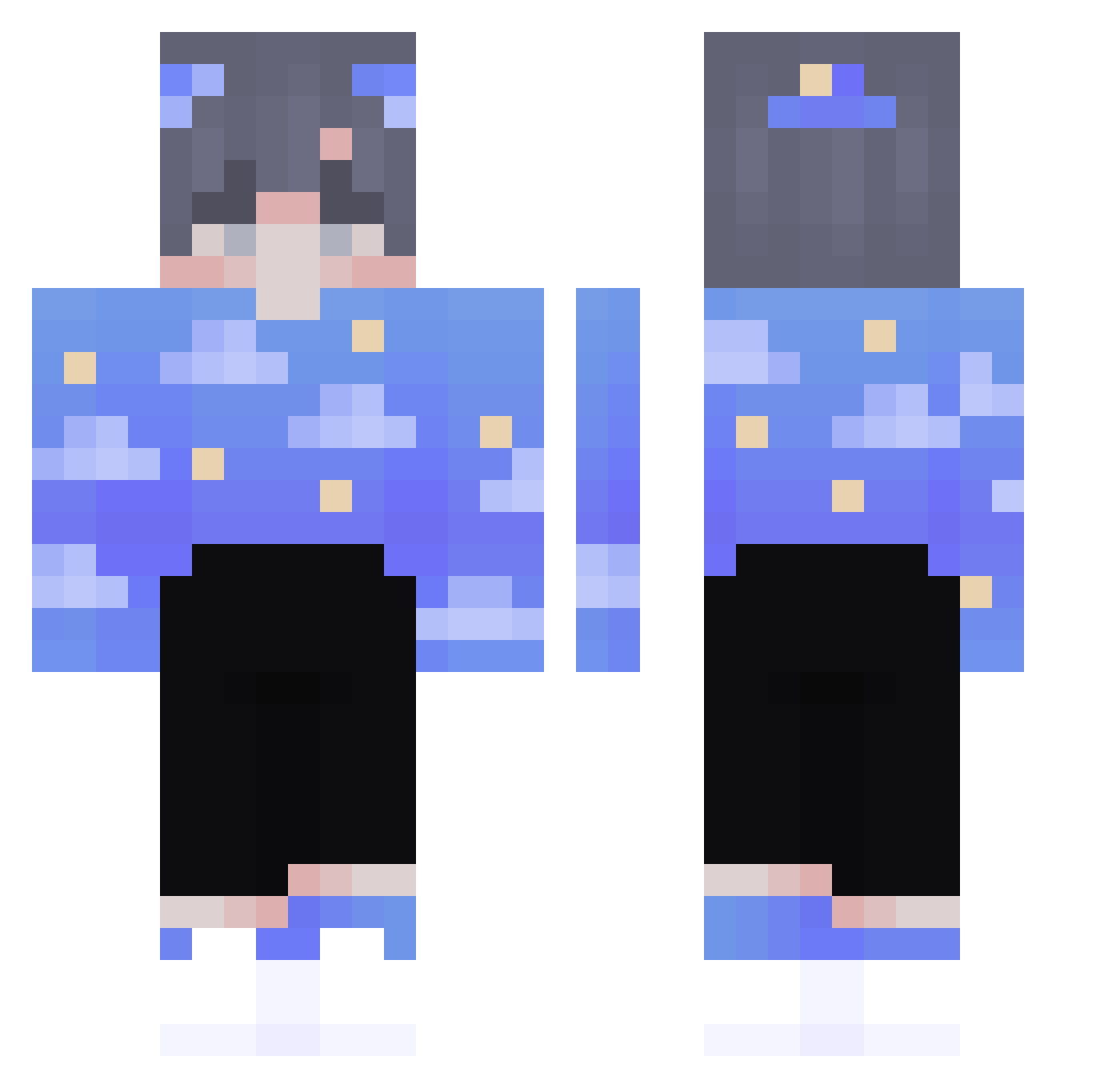 Candusia777 Minecraft skin, front and back view