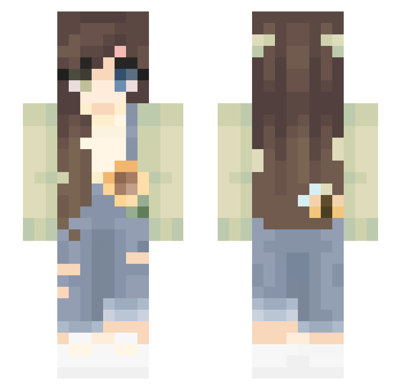 JinxRae Minecraft skin, front and back view