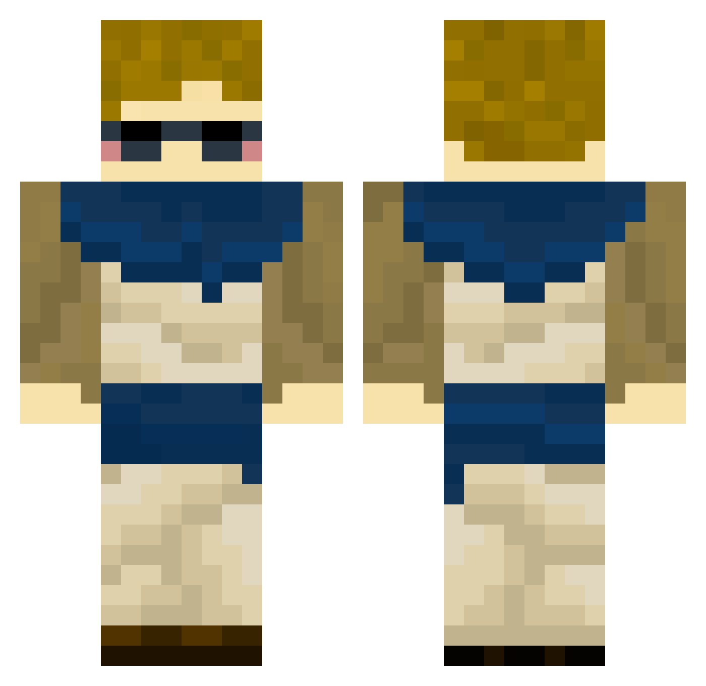 Scribrarian Minecraft skin, front and back view