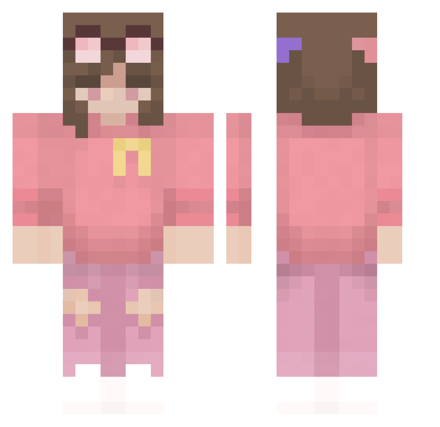 qPmo Minecraft skin, front and back view