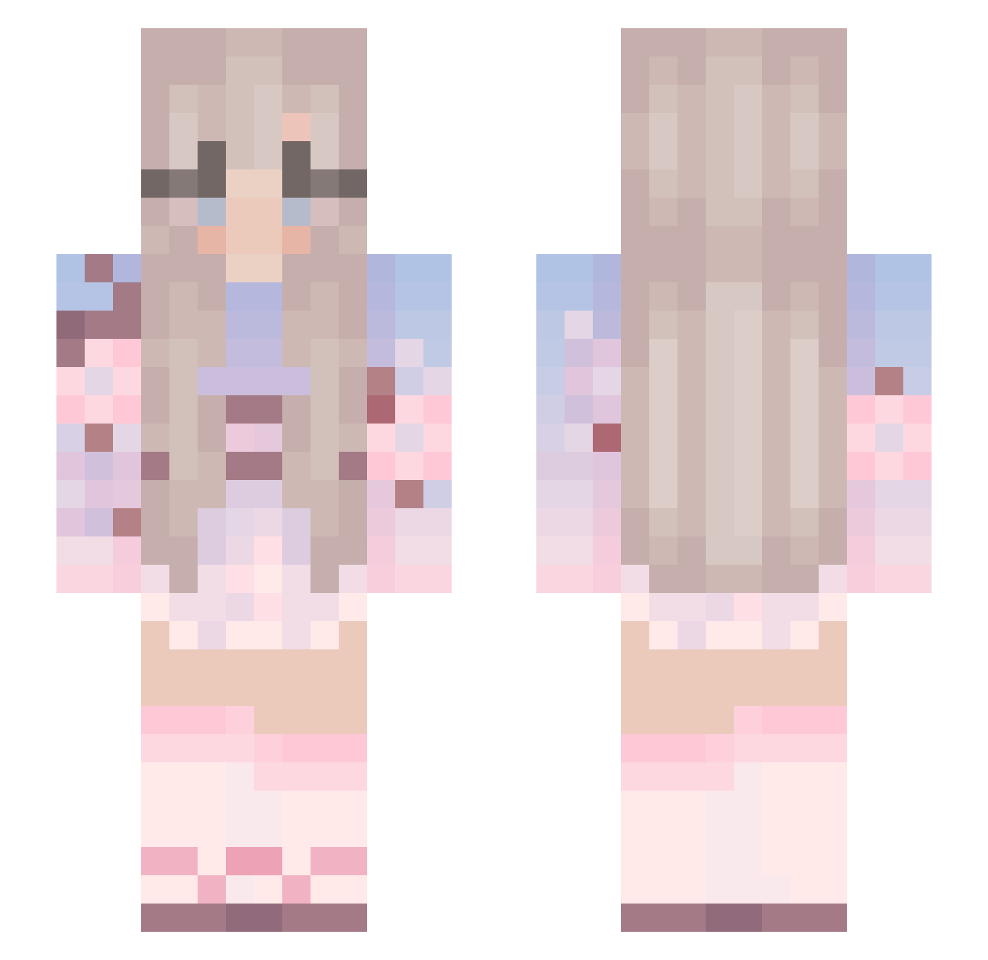 Cyyinnevercry Minecraft skin, front and back view