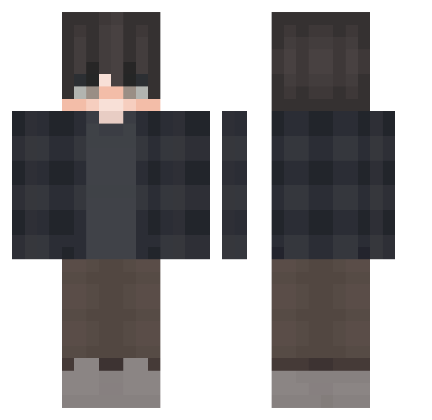 Zycre Minecraft skin, front and back view