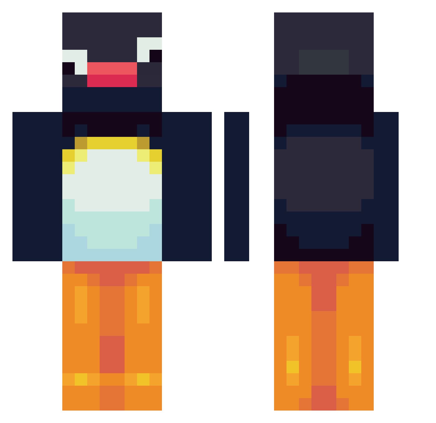 Teempp Minecraft skin, front and back view