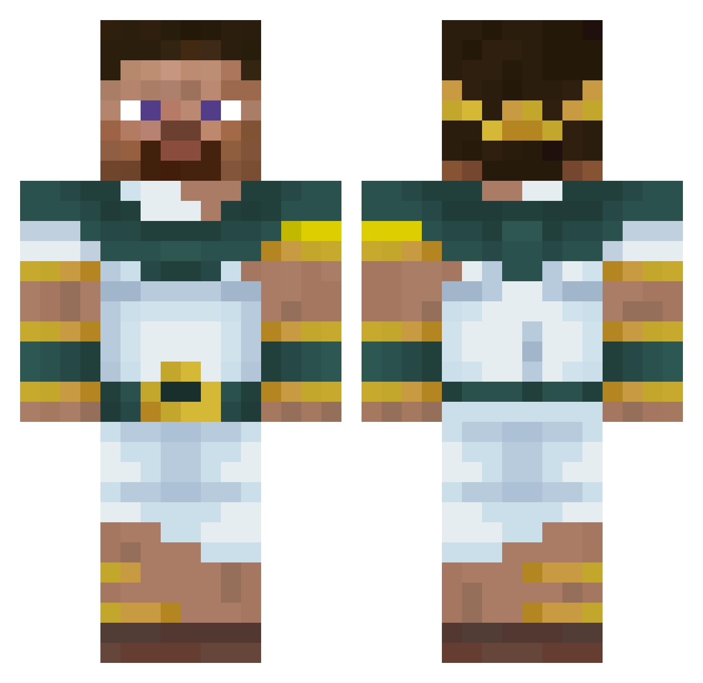 Arian2801 Minecraft skin, front and back view