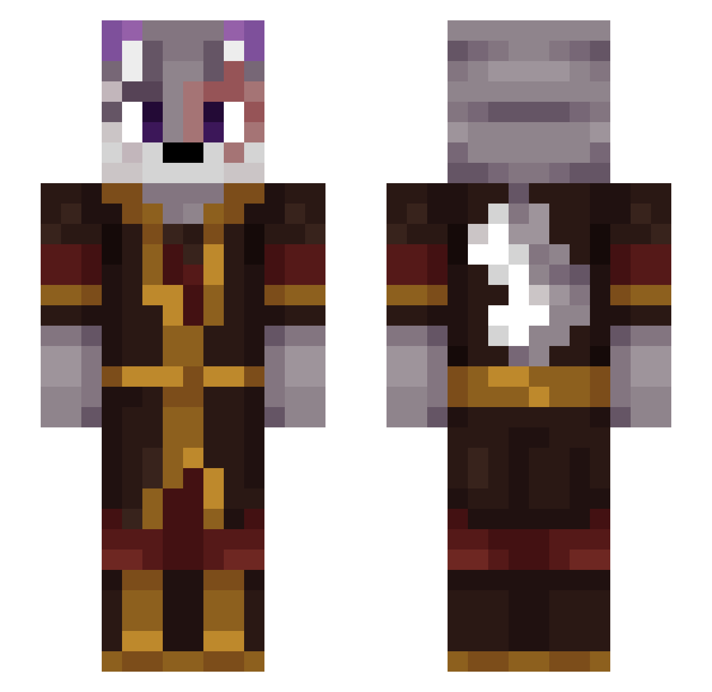 Tyzxd Minecraft skin, front and back view