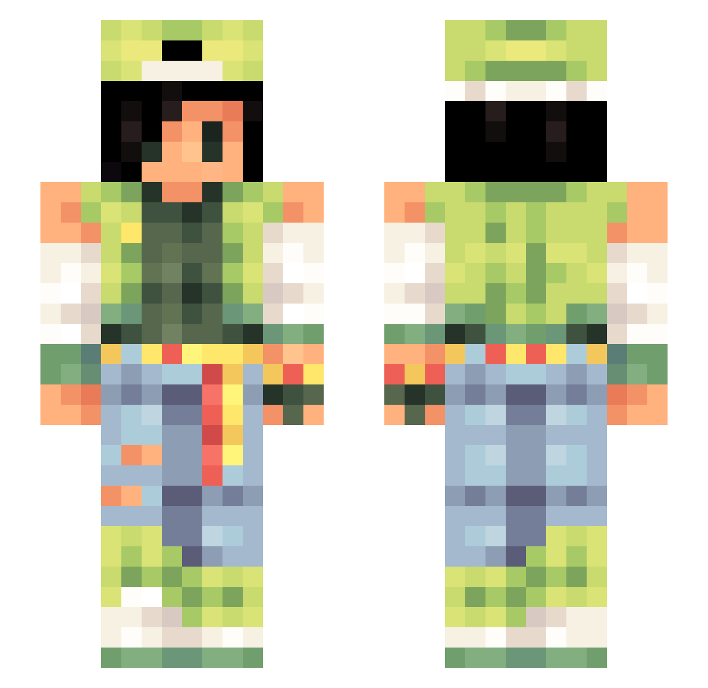 RizzyBeCool Minecraft skin, front and back view