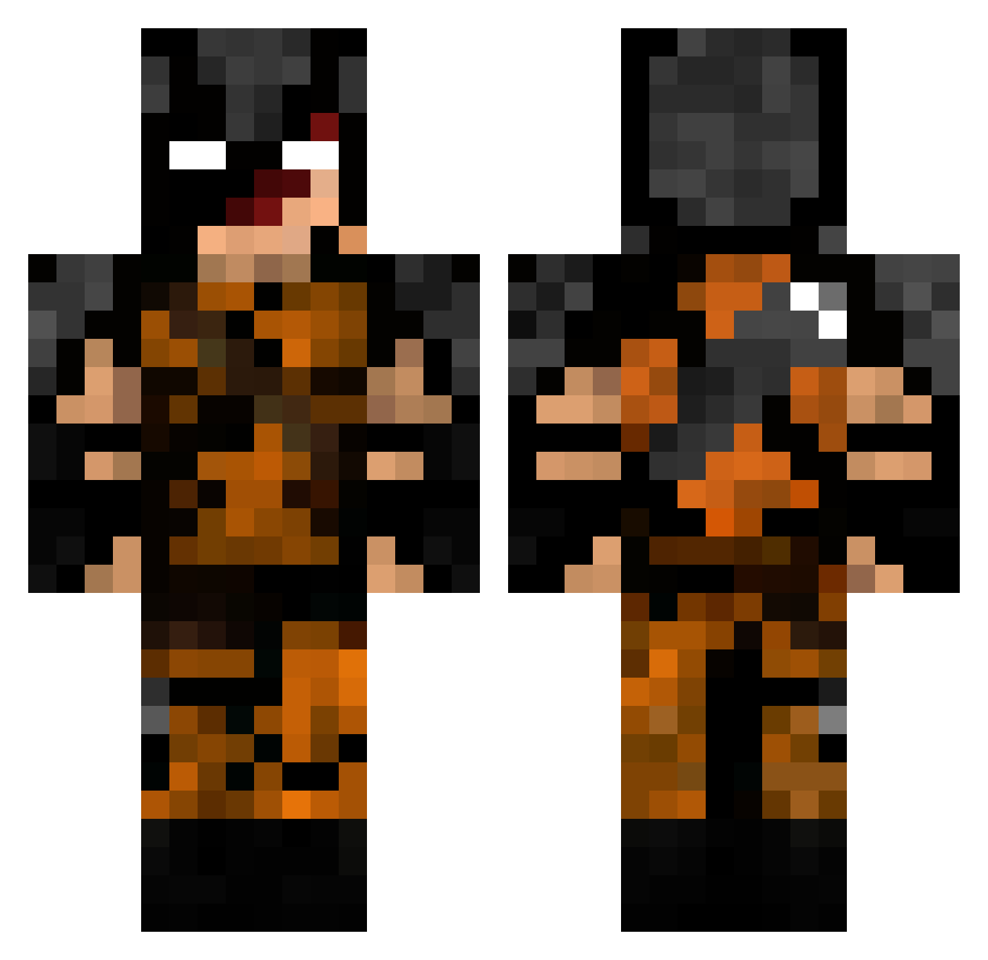 Zorrak Minecraft skin, front and back view