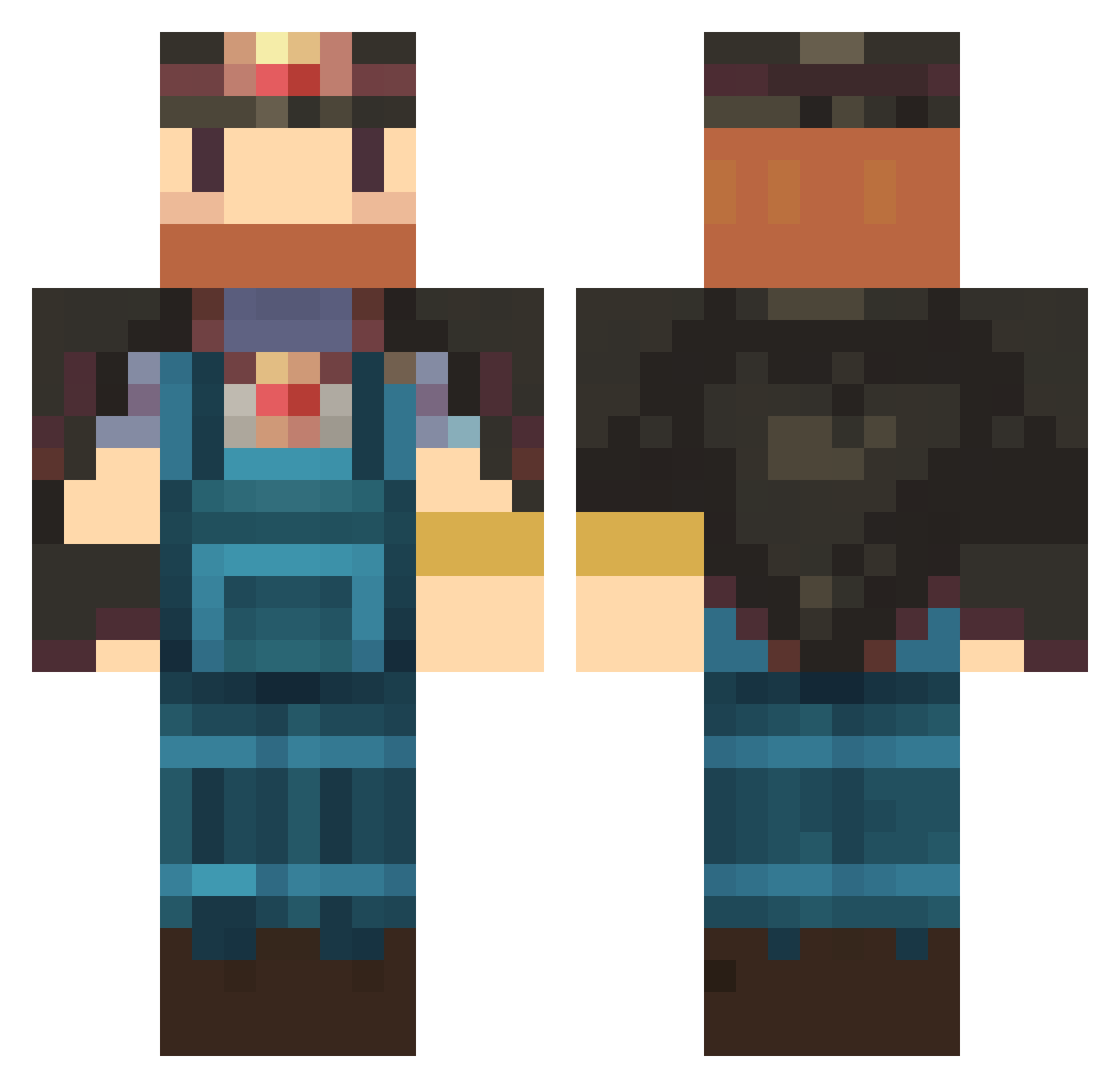 TwistedTator Minecraft skin, front and back view