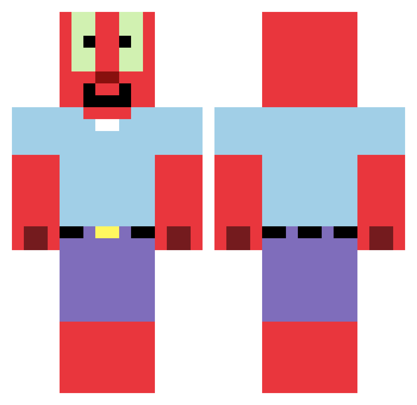 picklejam Minecraft skin, front and back view