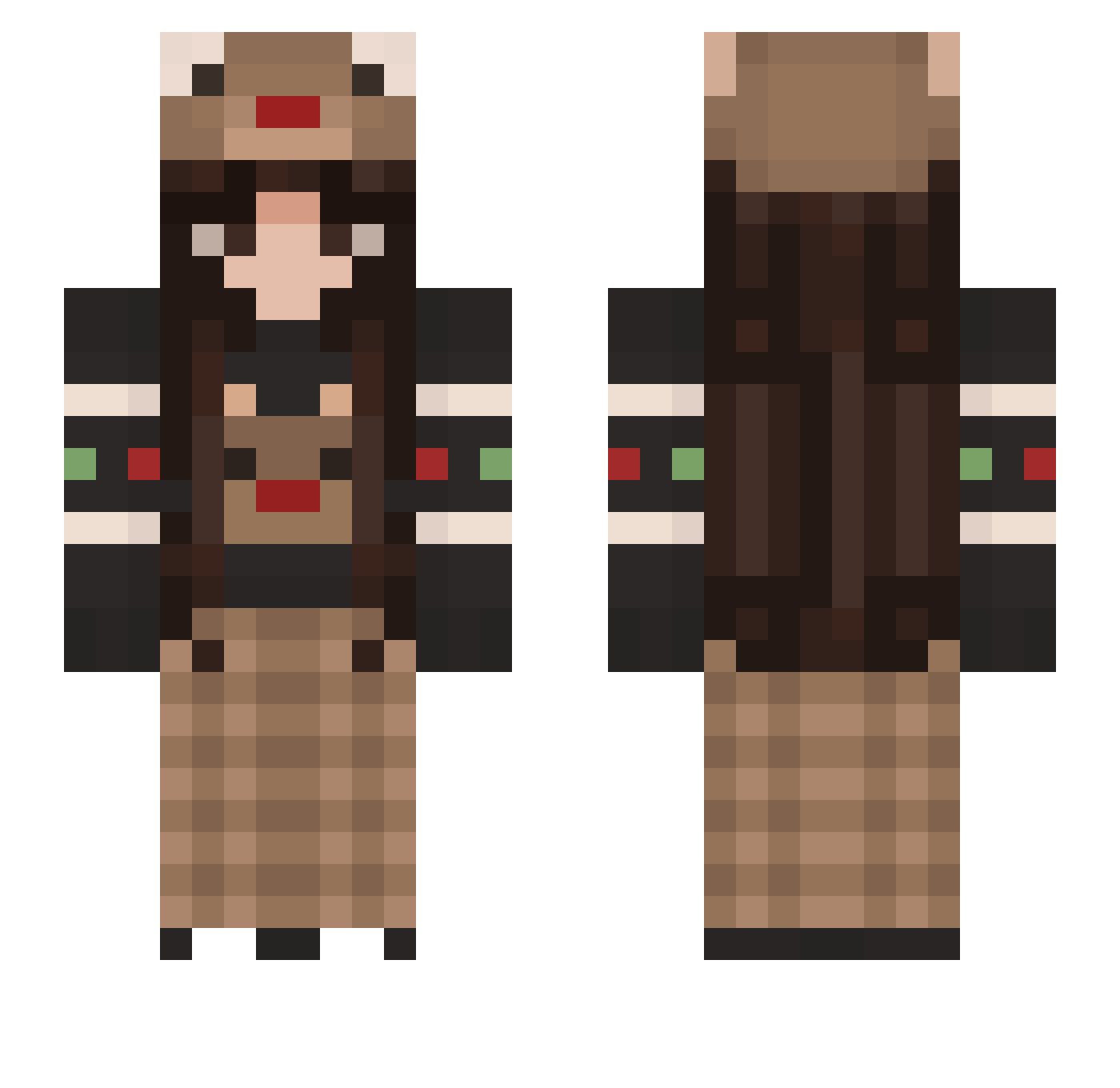 dvddyellie Minecraft skin, front and back view