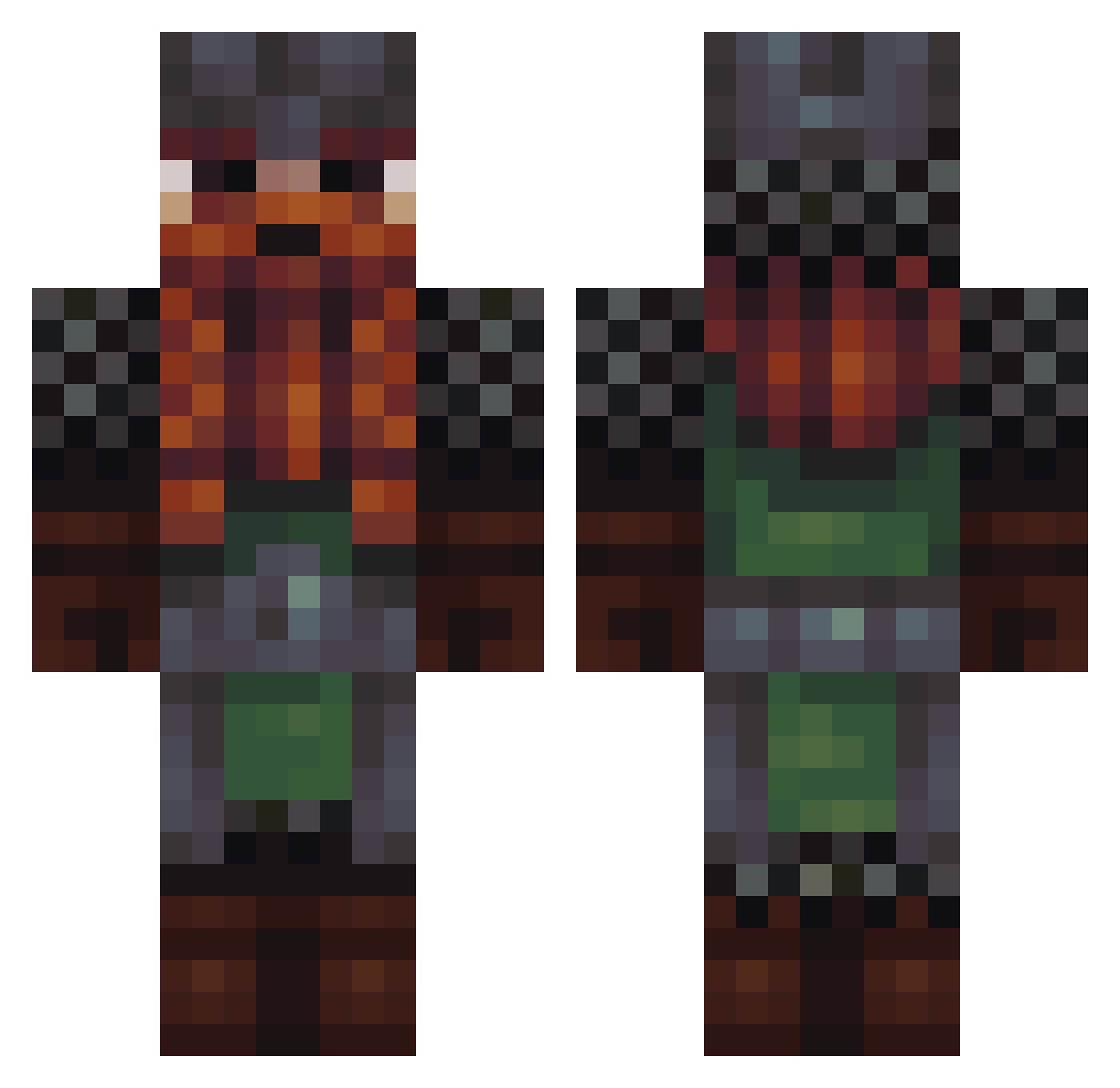 Bobiticus Minecraft skin, front and back view