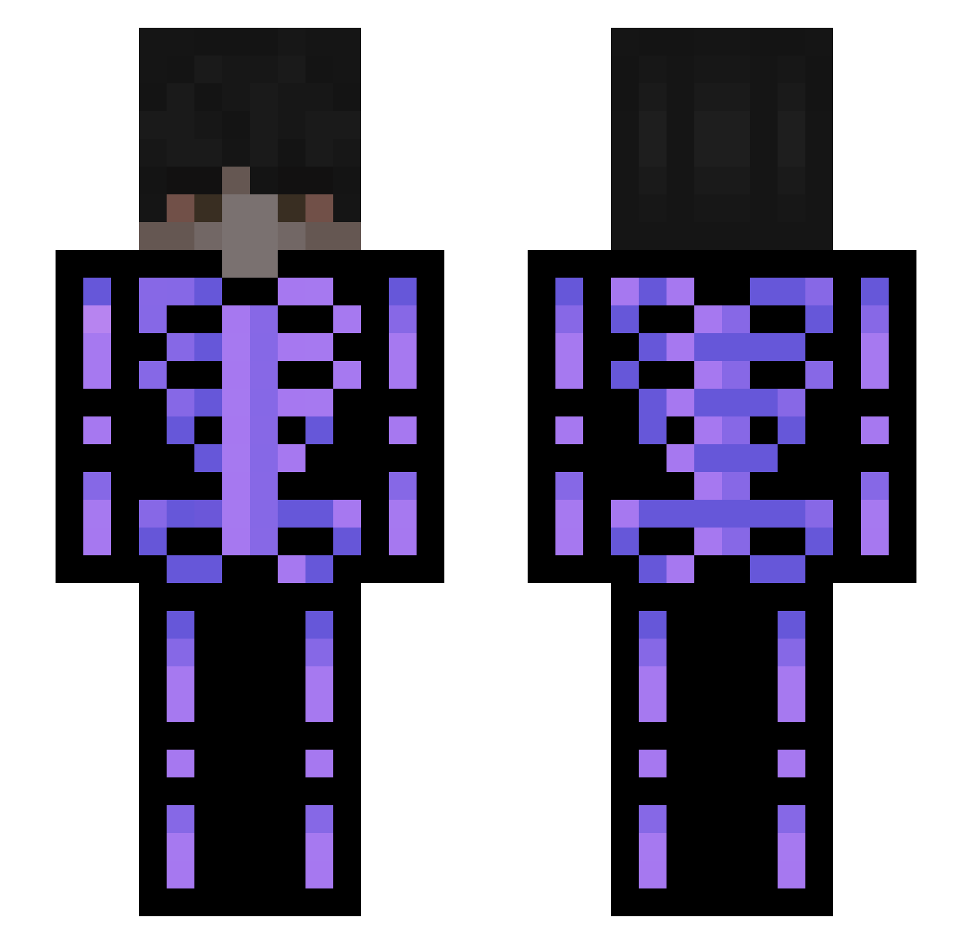 Waife Minecraft skin, front and back view