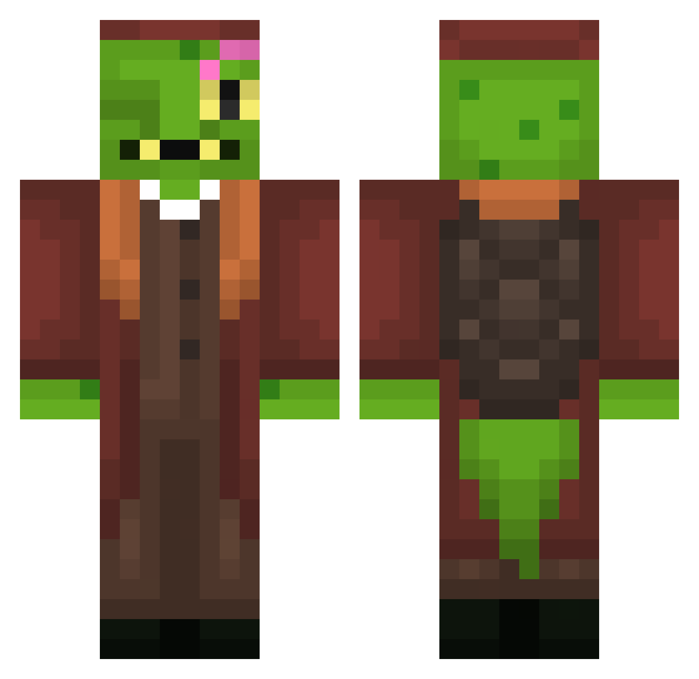 talkingtom Minecraft skin, front and back view