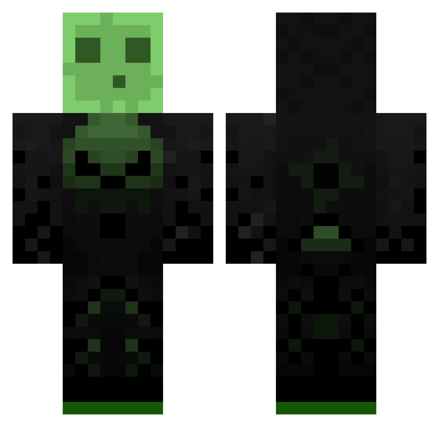 pzielony Minecraft skin, front and back view