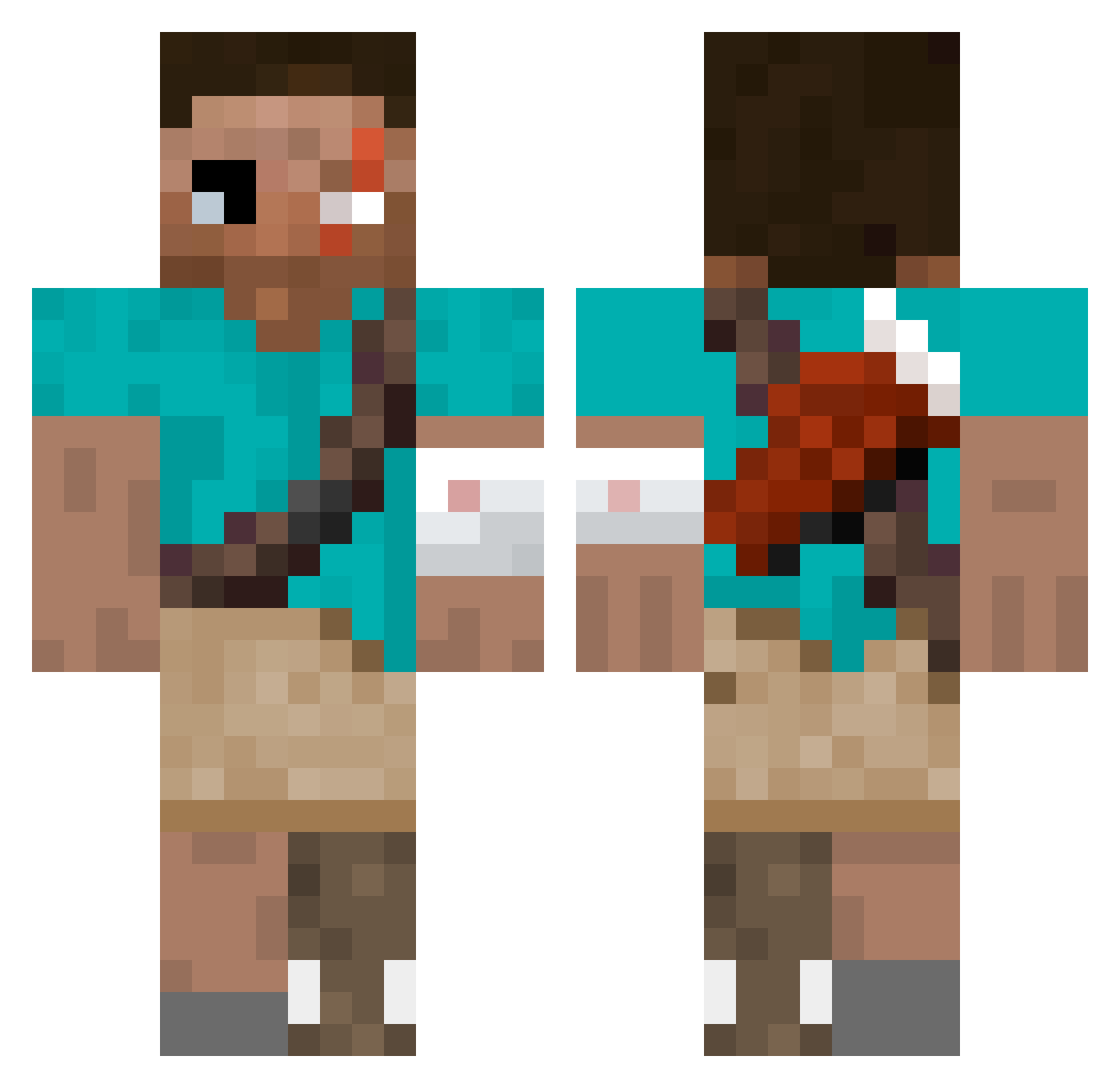 InvalidCop Minecraft skin, front and back view