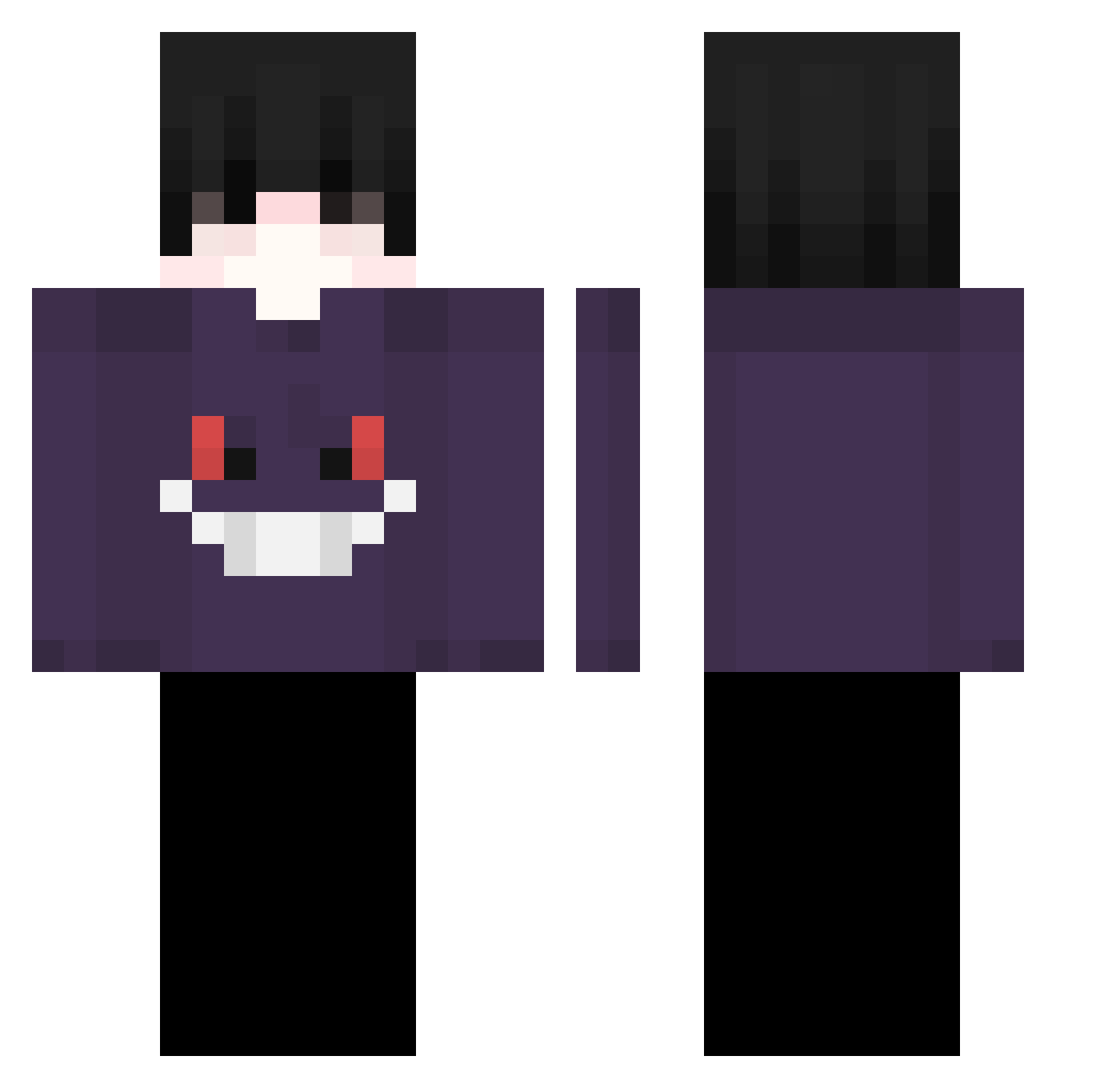Jakkupp Minecraft skin, front and back view