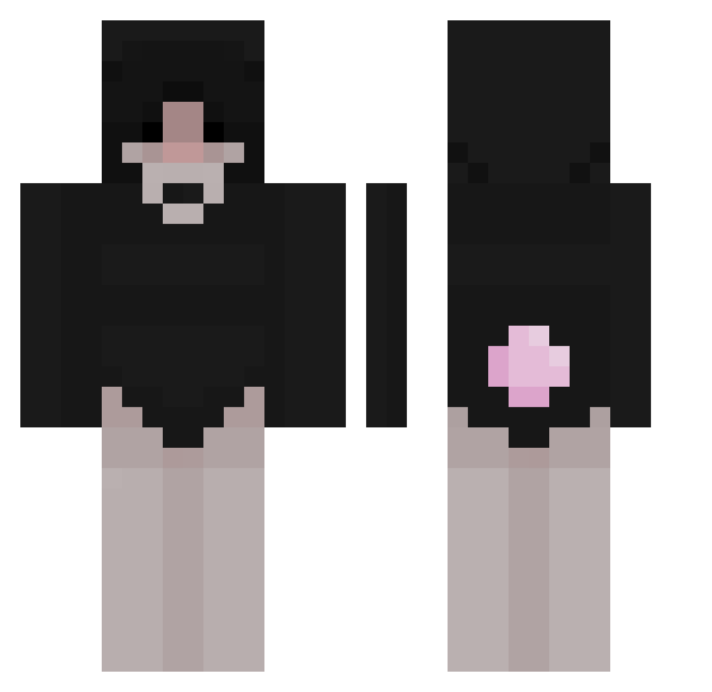 battybb Minecraft skin, front and back view