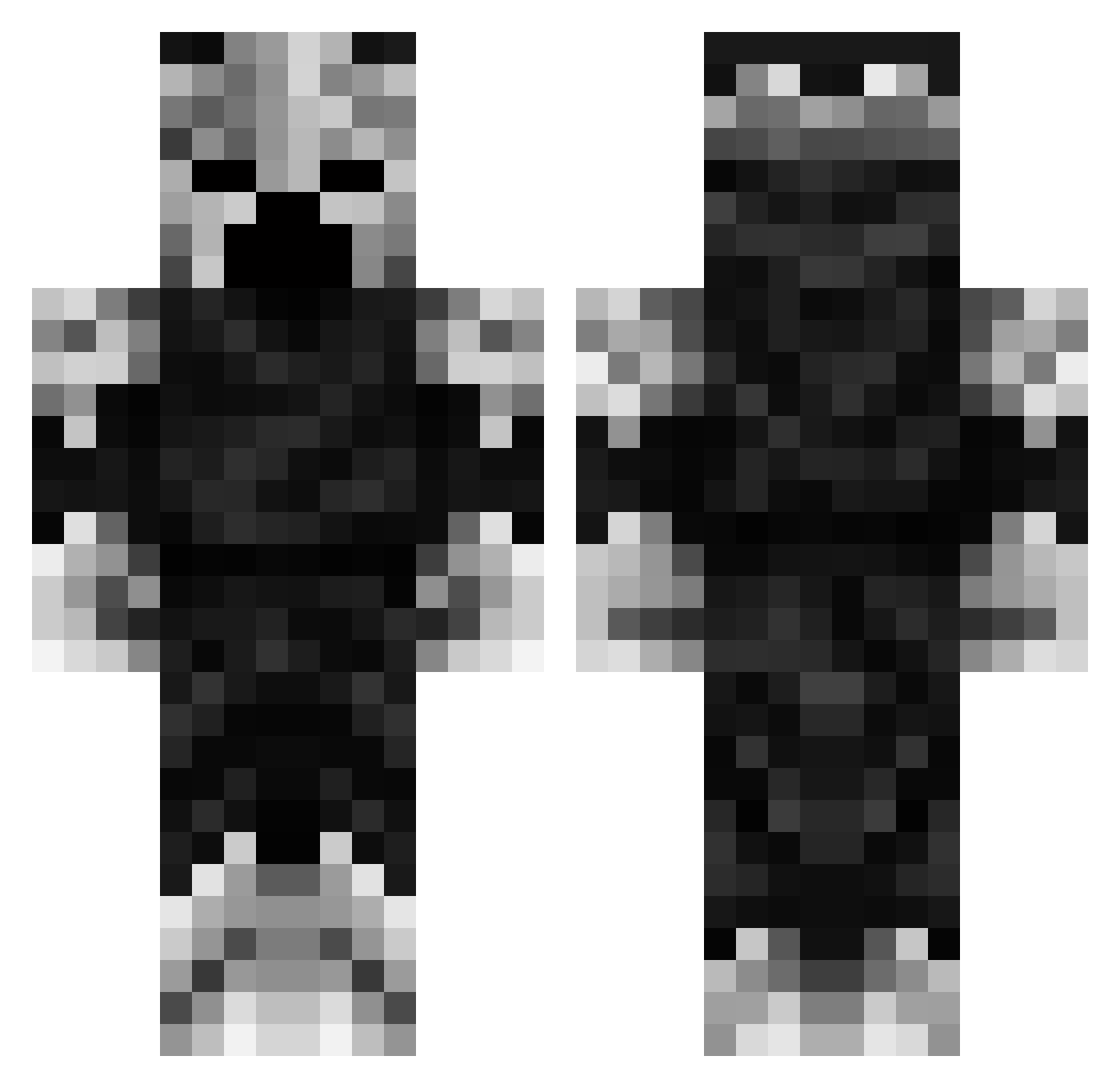 Corrected Minecraft skin, front and back view