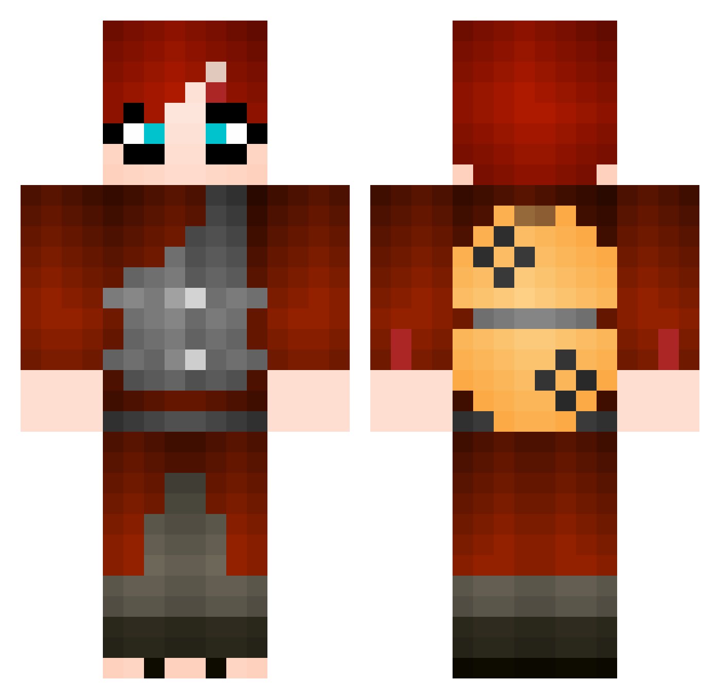 Cacoethic Minecraft skin, front and back view