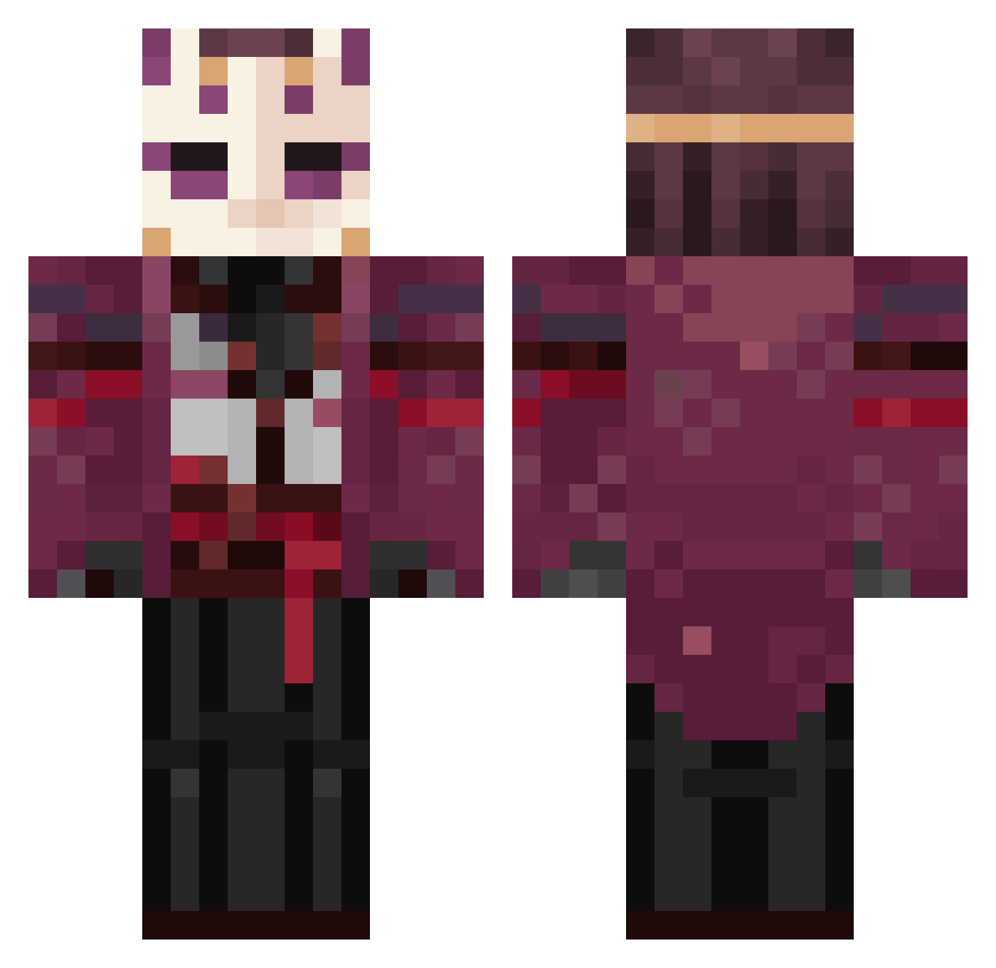 Kitsune0598 Minecraft skin, front and back view