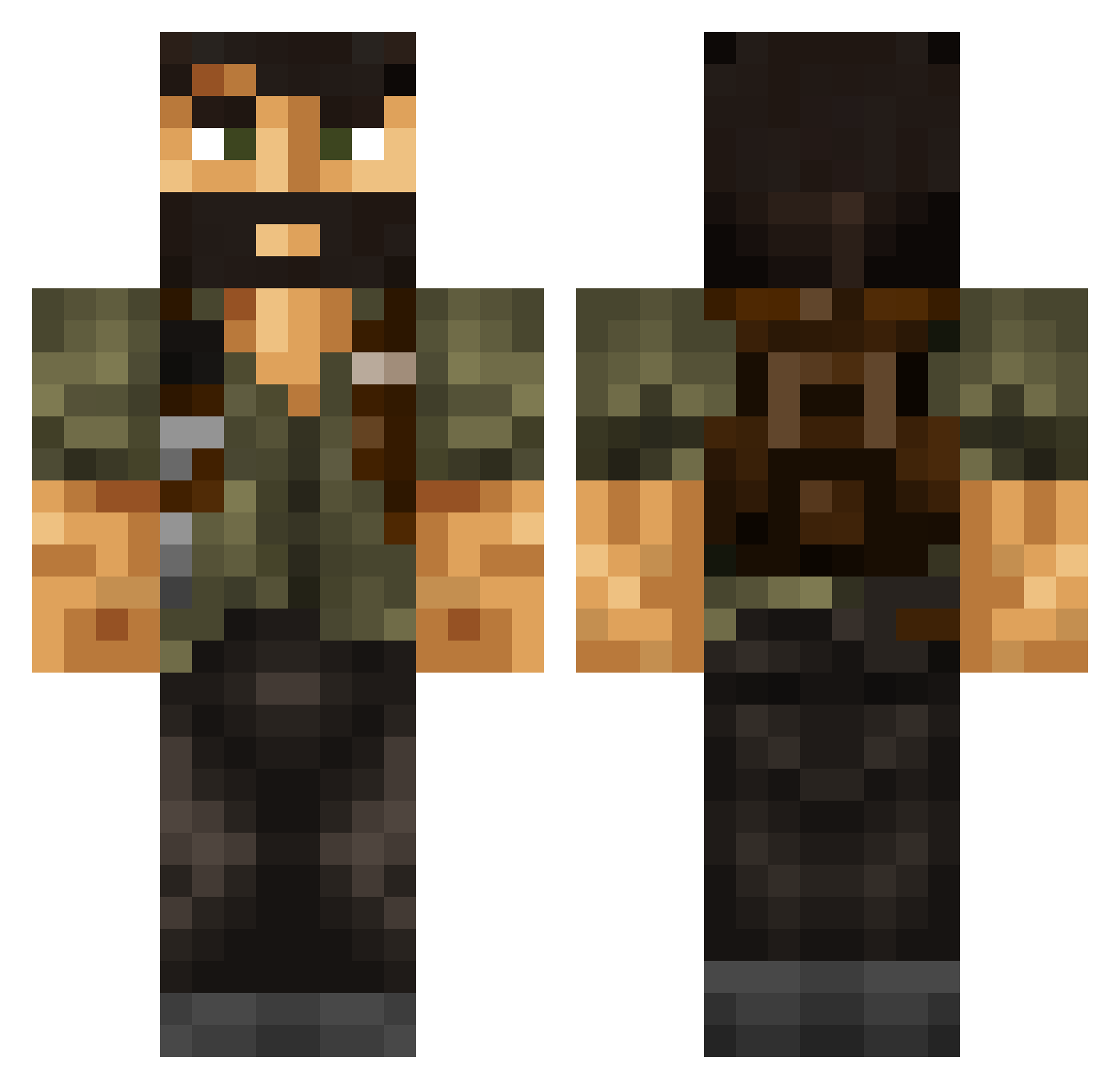 BLACK_WOLF_001 Minecraft skin, front and back view