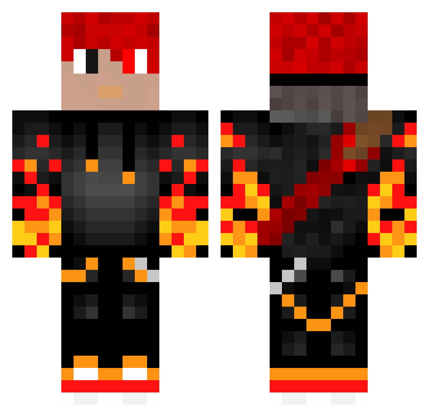 FireAspectSword Minecraft skin, front and back view