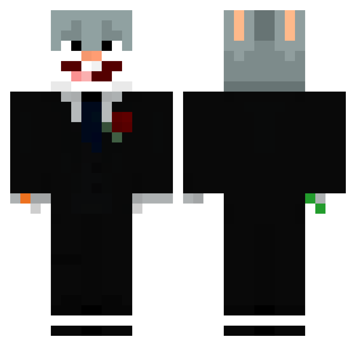 iblamejordaan Minecraft skin, front and back view