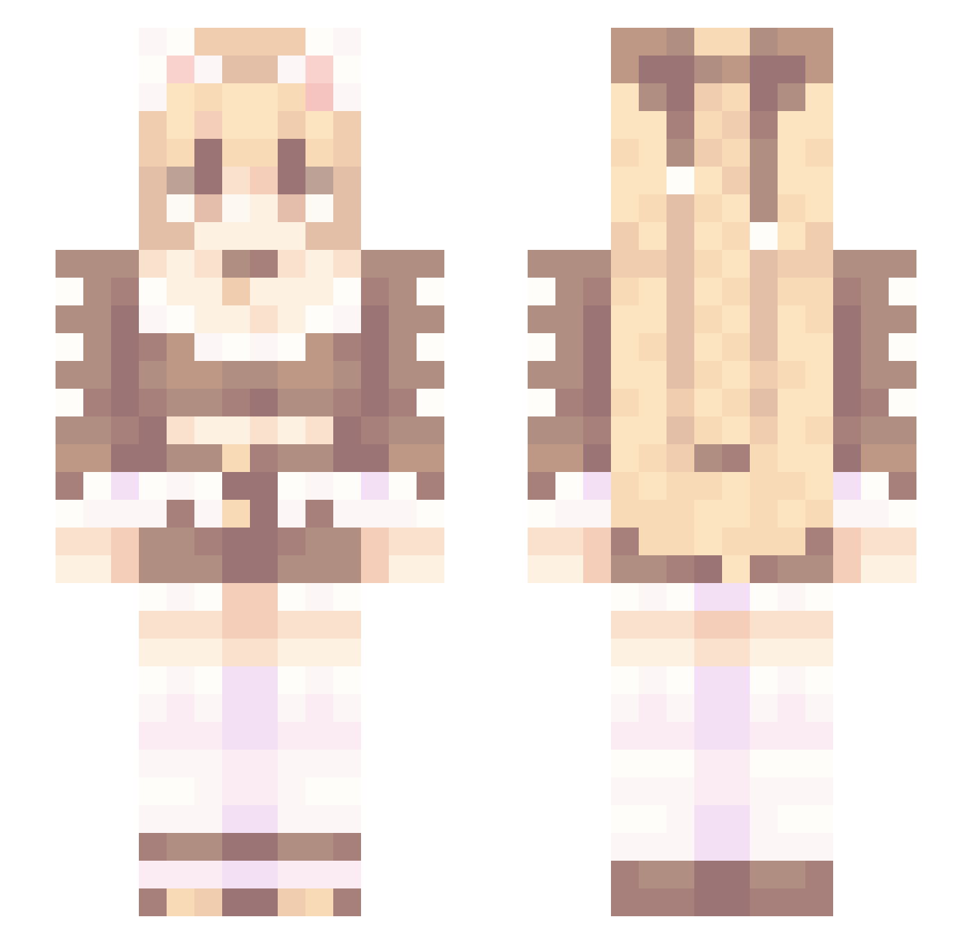BubblyGoddess Minecraft skin, front and back view