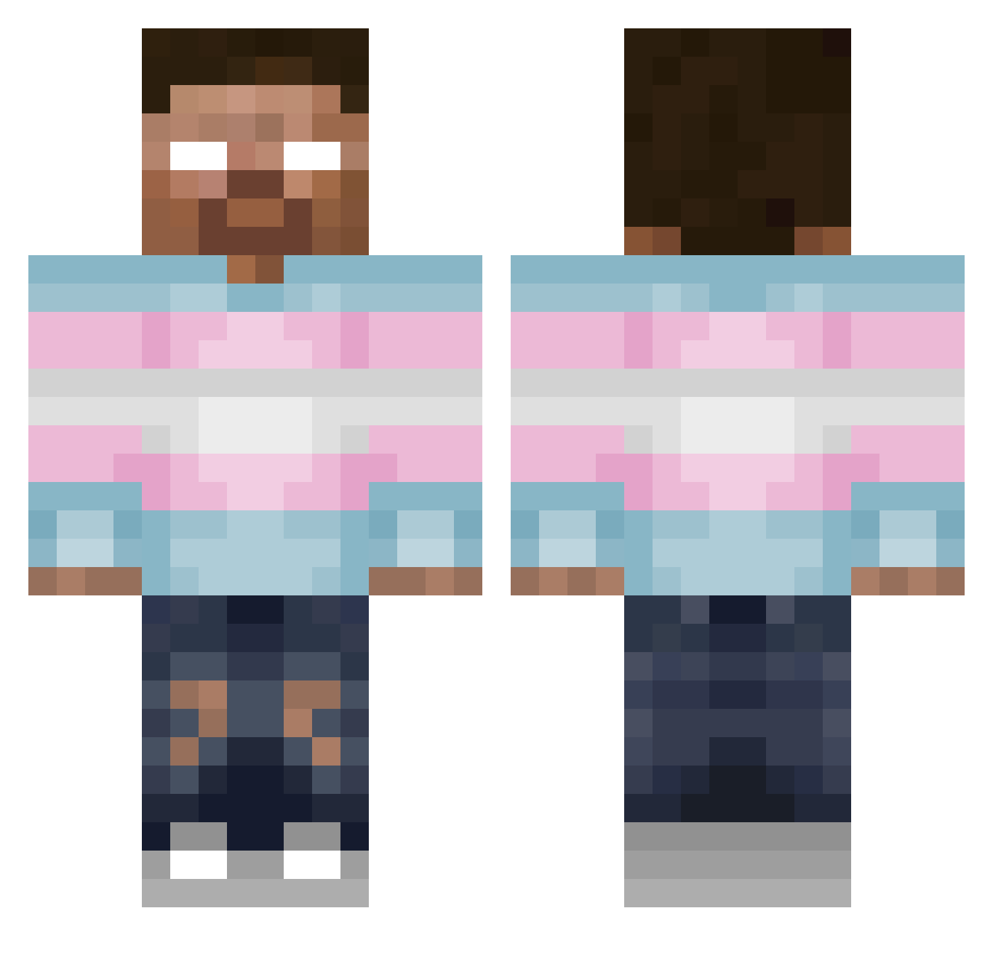 2BDMNED Minecraft skin, front and back view