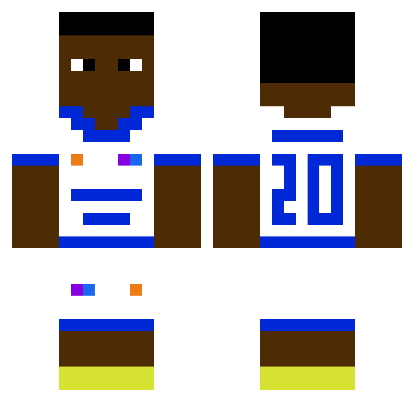 Knito Minecraft skin, front and back view