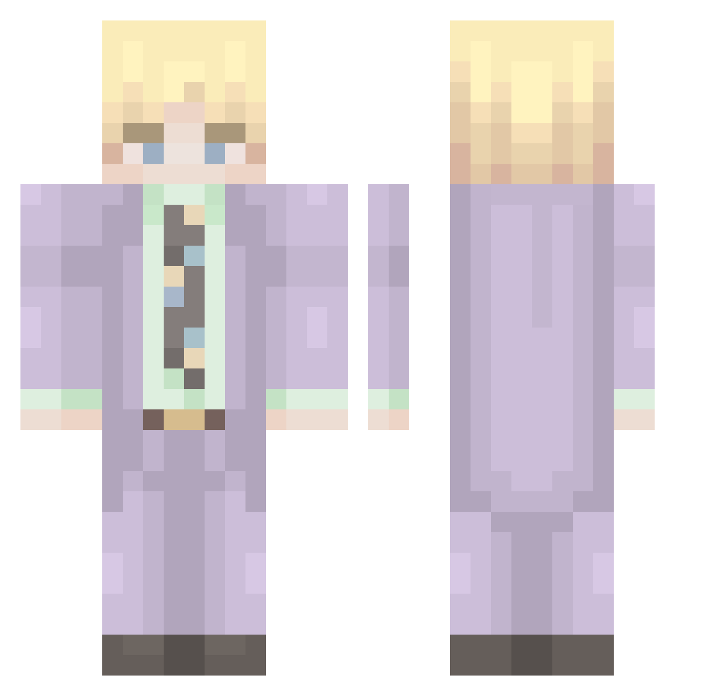 Dirnyy Minecraft skin, front and back view