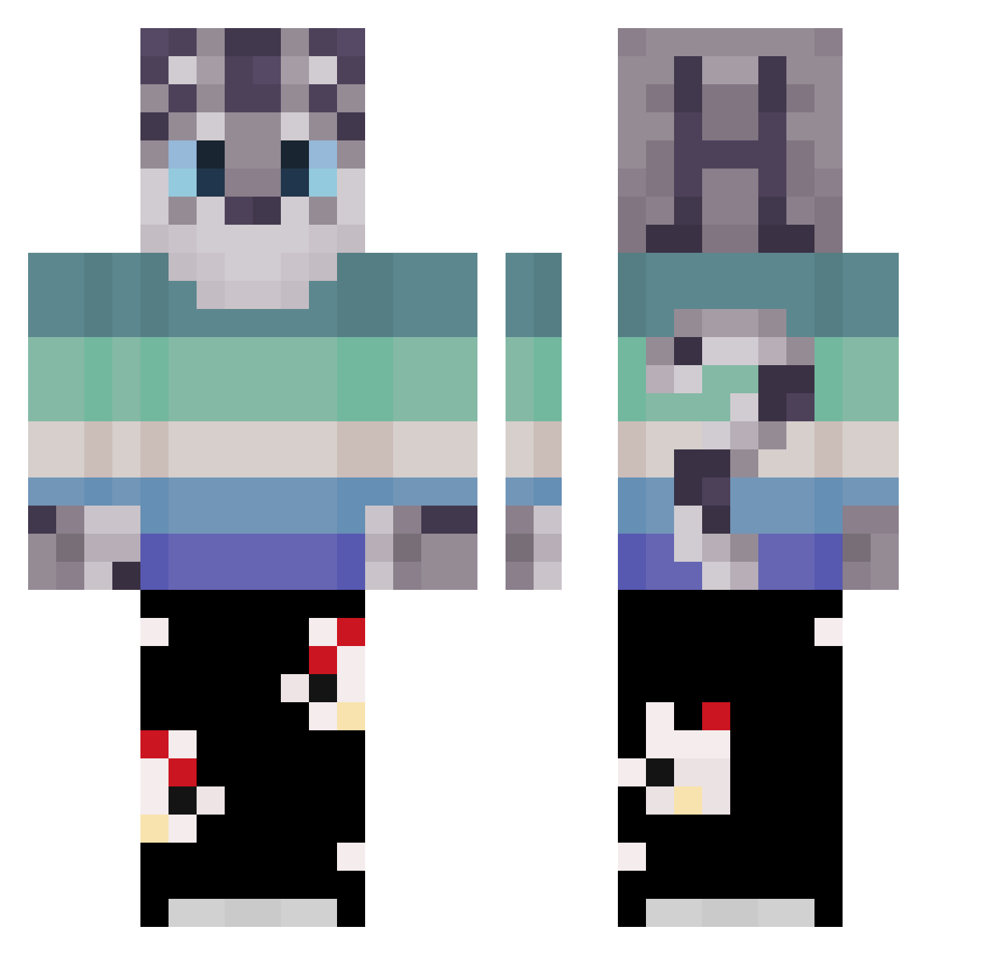 NortzX Minecraft skin, front and back view