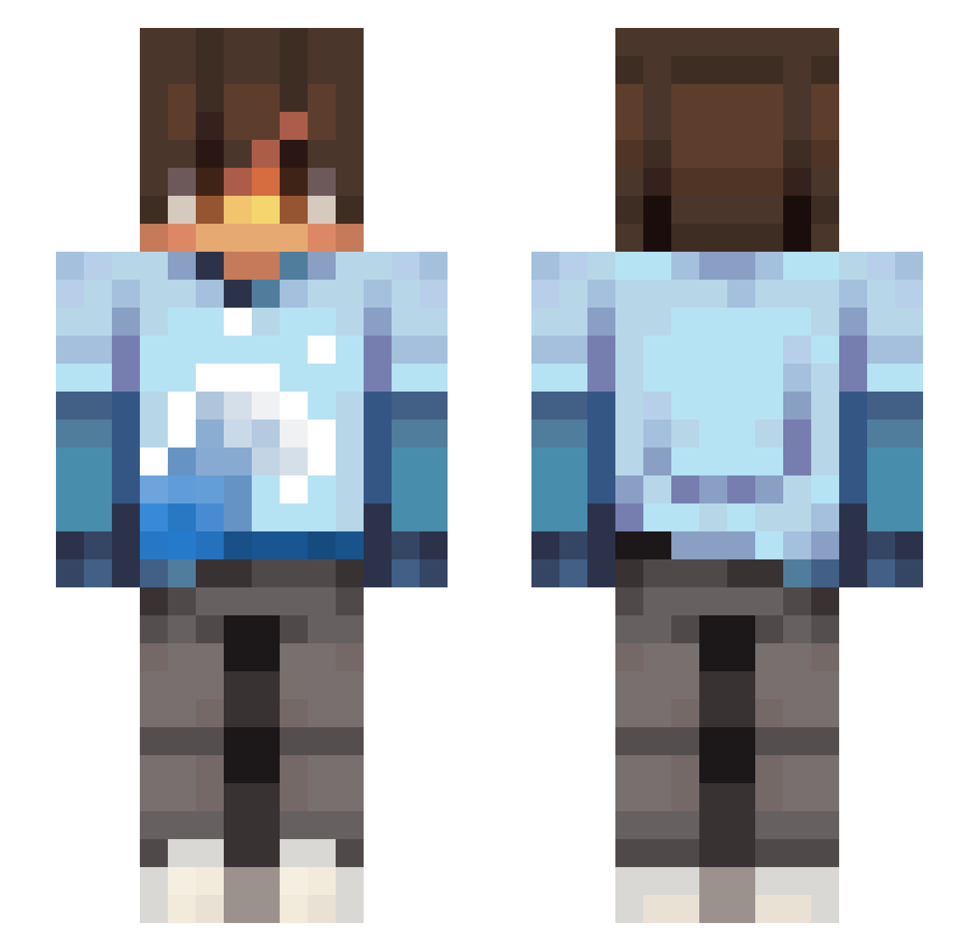 ItzSea Minecraft skin, front and back view