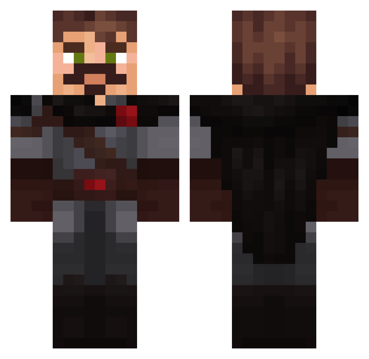 TorrxKnight Minecraft skin, front and back view