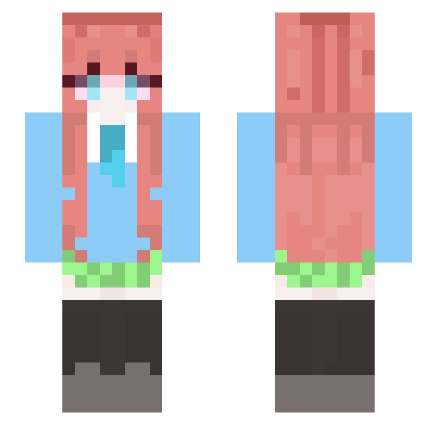 lyAngel Minecraft skin, front and back view