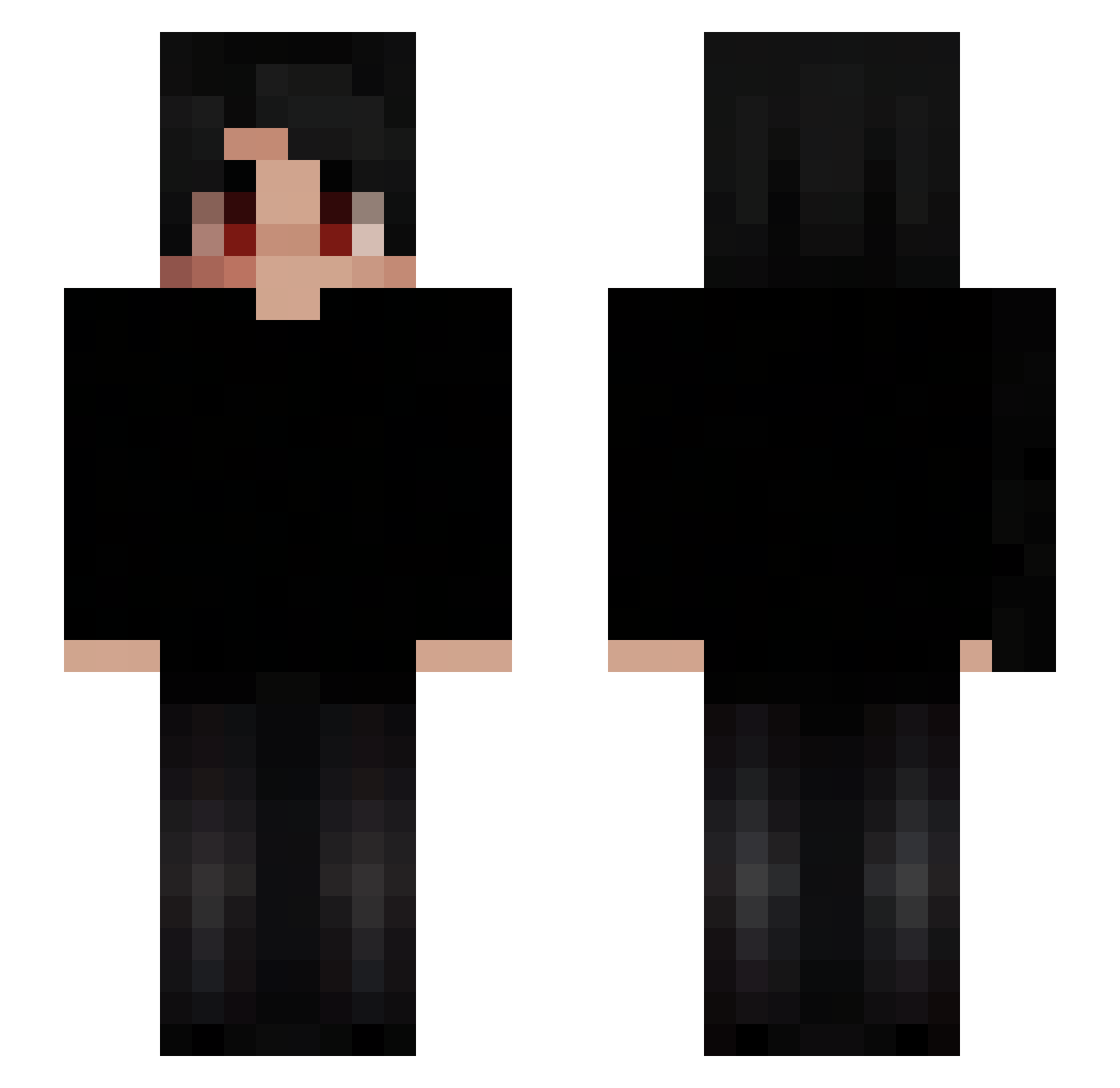 Tak3shy Minecraft skin, front and back view