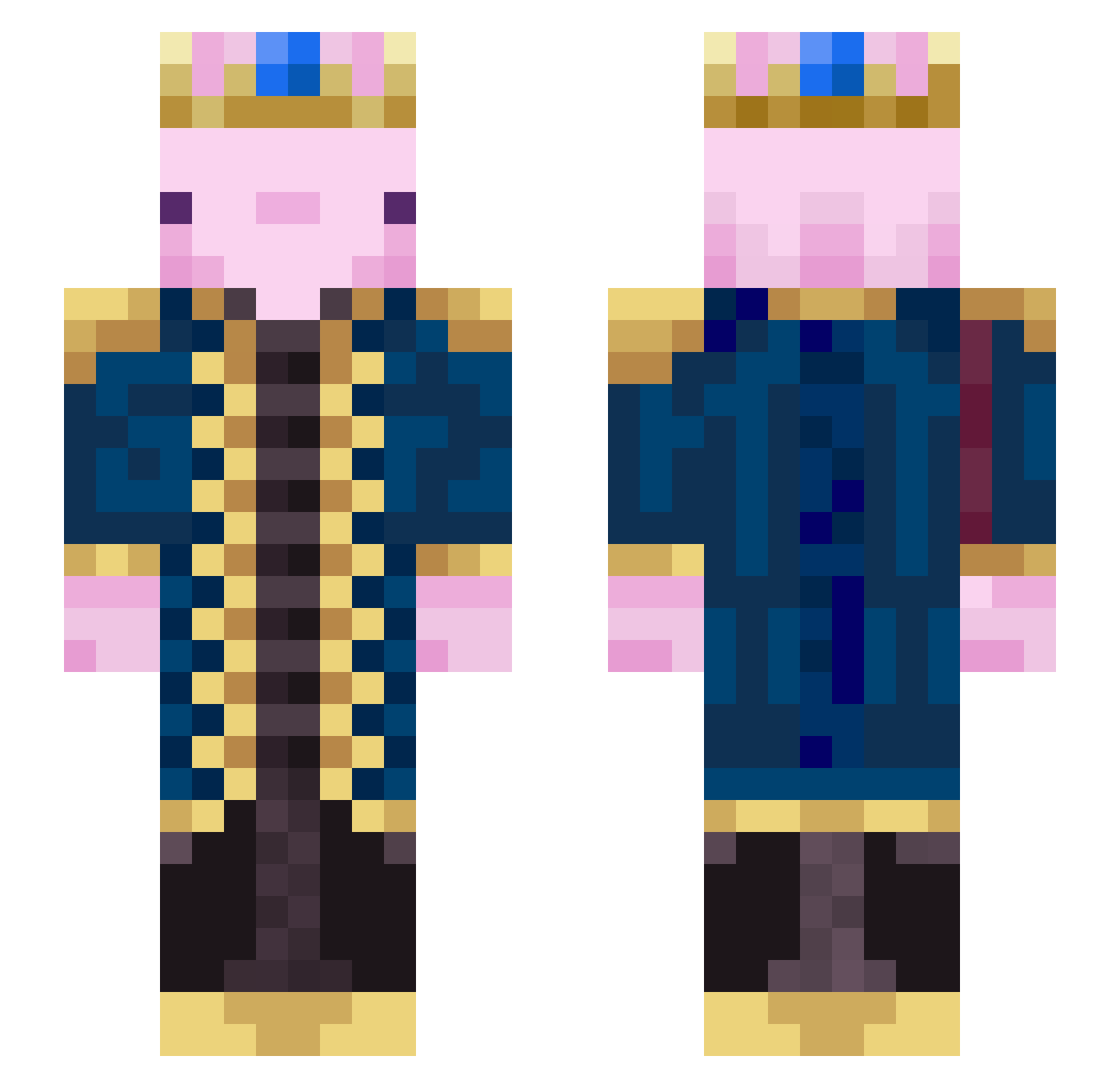 Xx_KING_SUSHI_xX Minecraft skin, front and back view