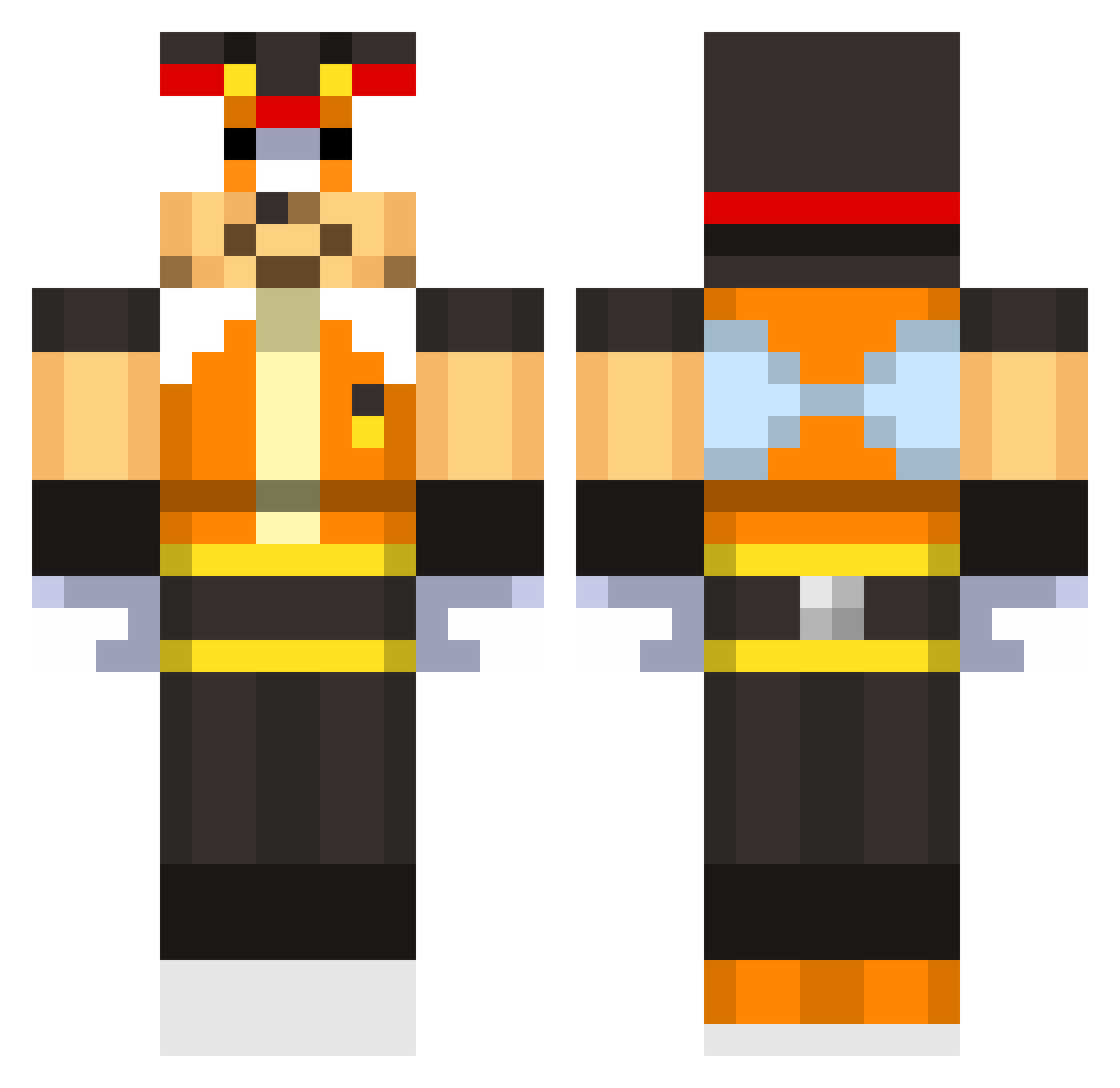 Violine Minecraft skin, front and back view