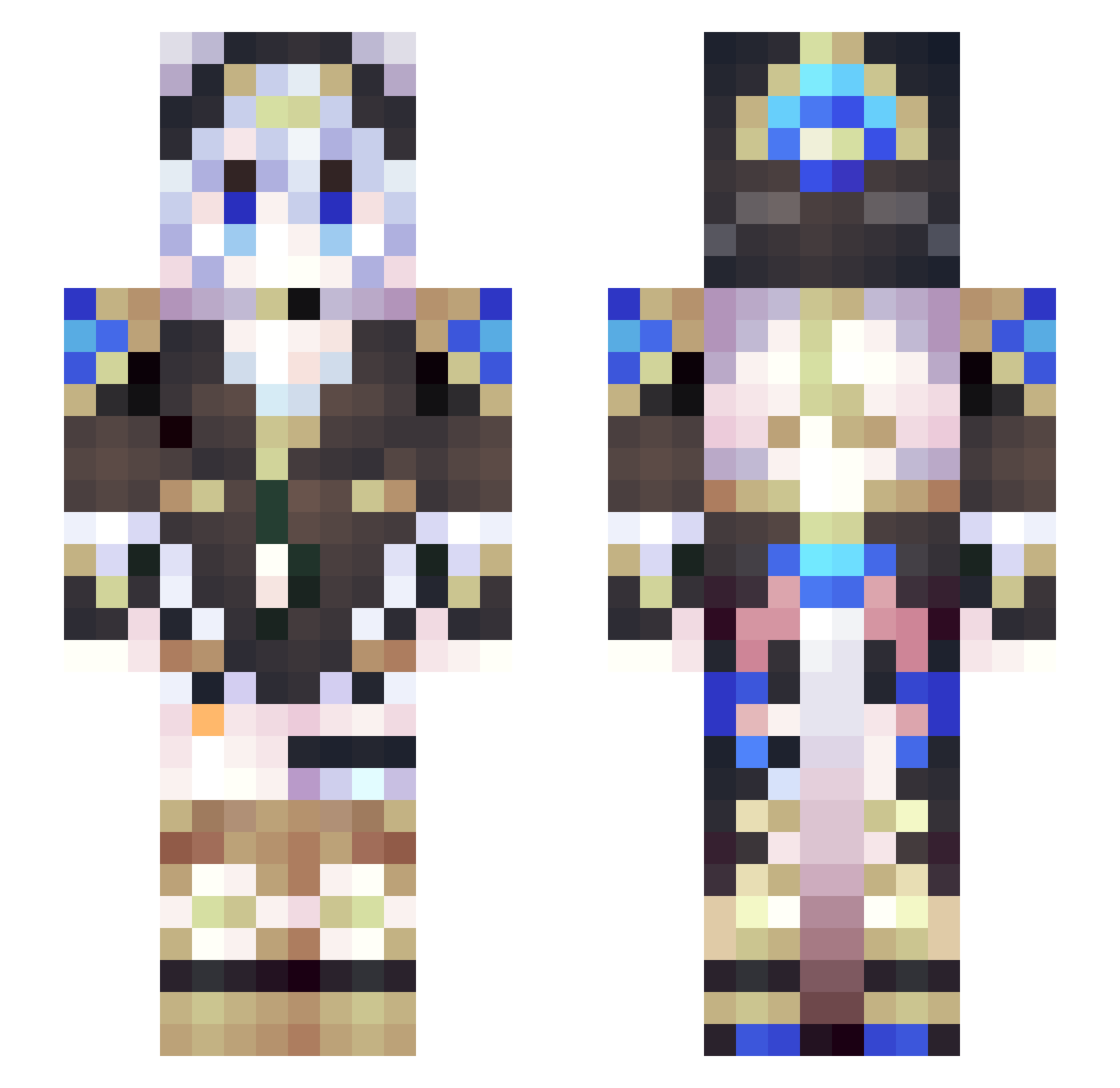 FluffyDMon Minecraft skin, front and back view