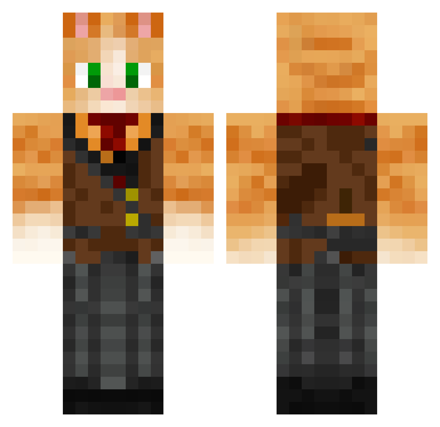 TabbyTop Minecraft skin, front and back view