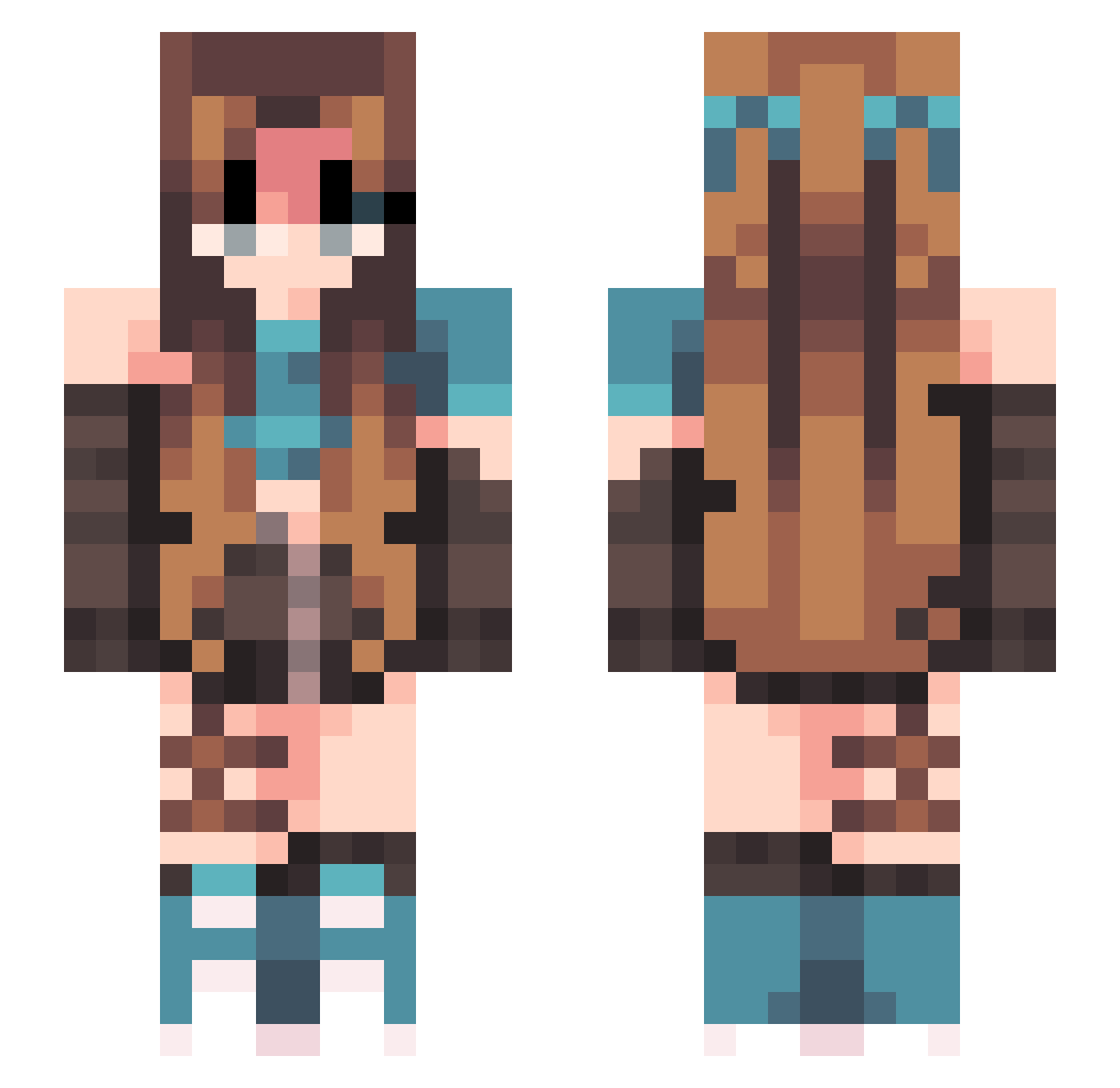 zzzelma Minecraft skin, front and back view