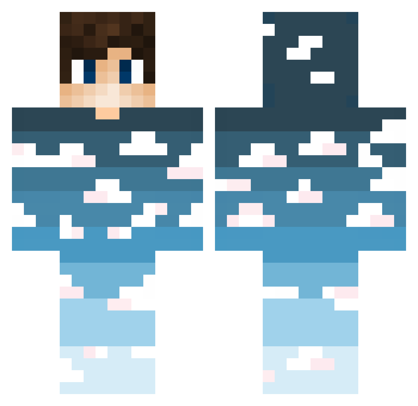 Ruhrbahn Minecraft skin, front and back view