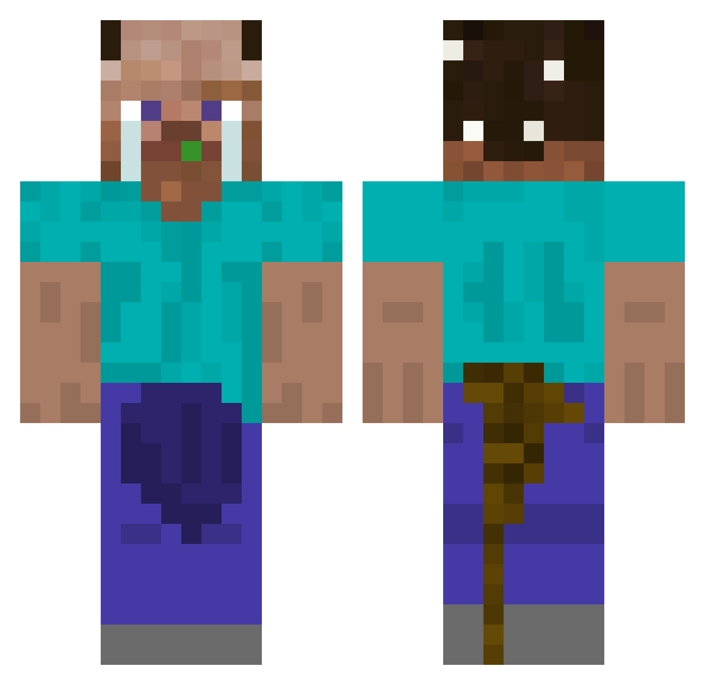 TwixyXD12 Minecraft skin, front and back view