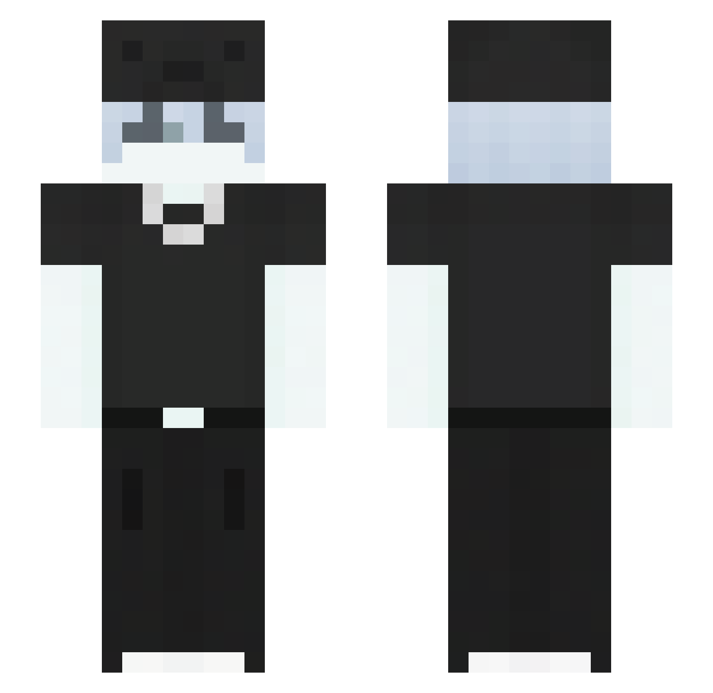Warioux Minecraft skin, front and back view