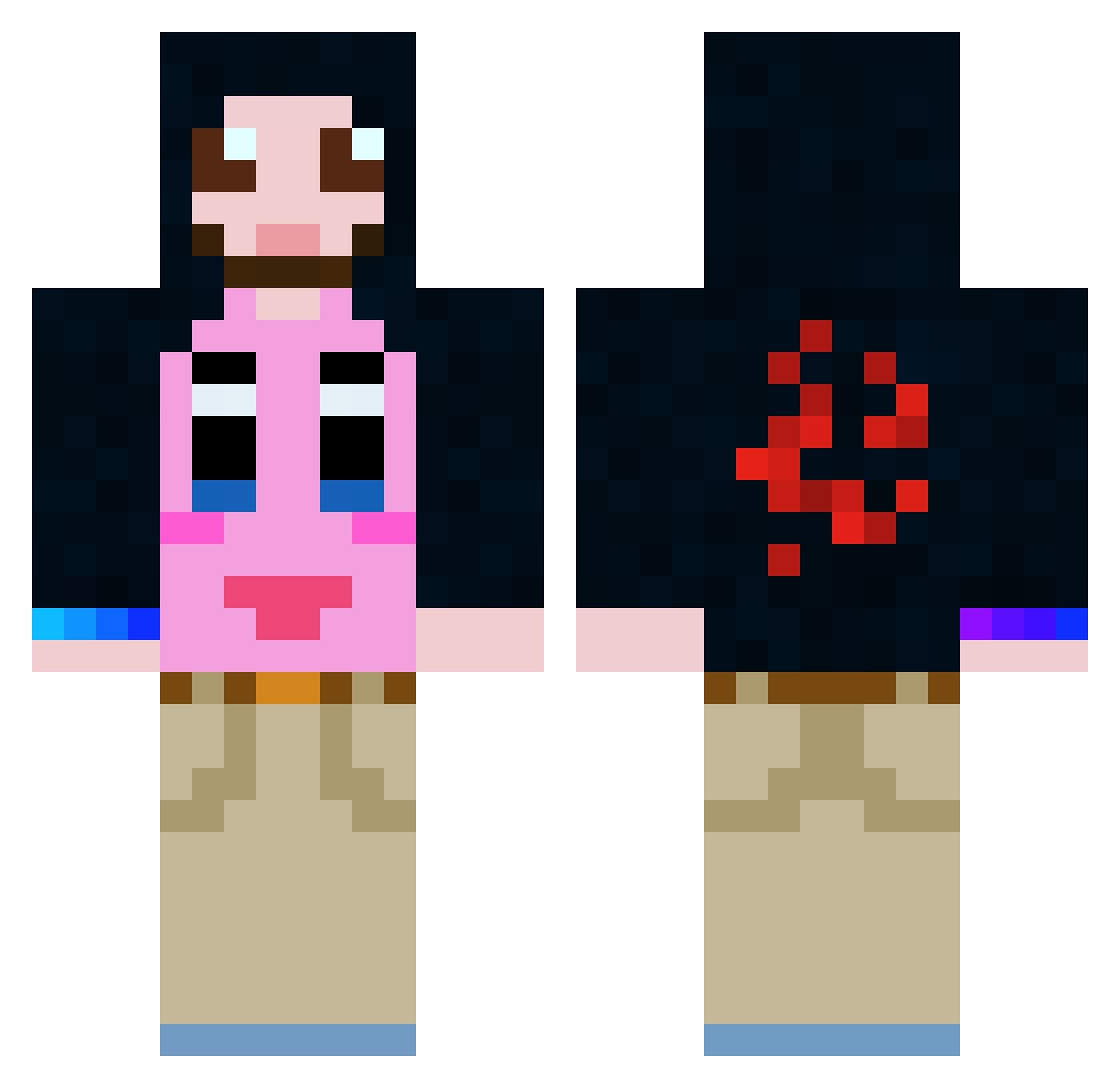 Snea Minecraft skin, front and back view