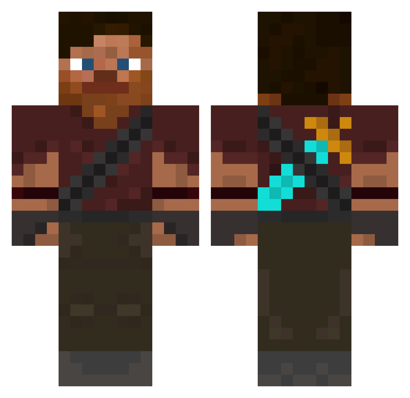 RealPengui Minecraft skin, front and back view