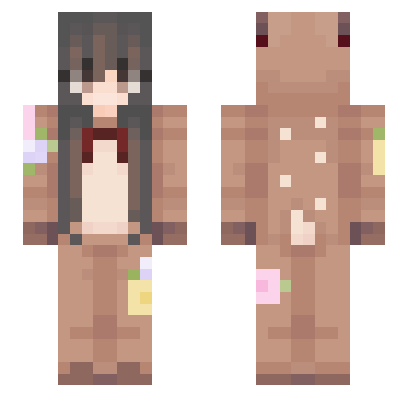 sickhourz Minecraft skin, front and back view