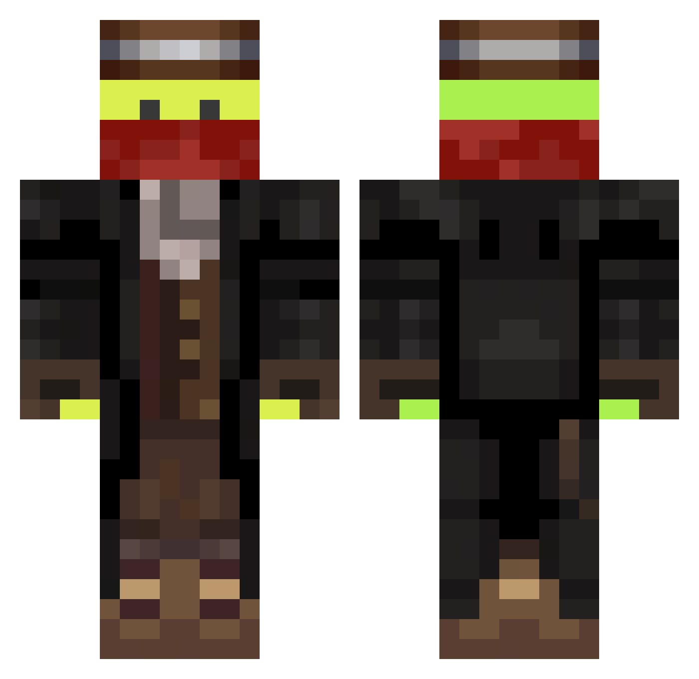 Outlawries Minecraft skin, front and back view