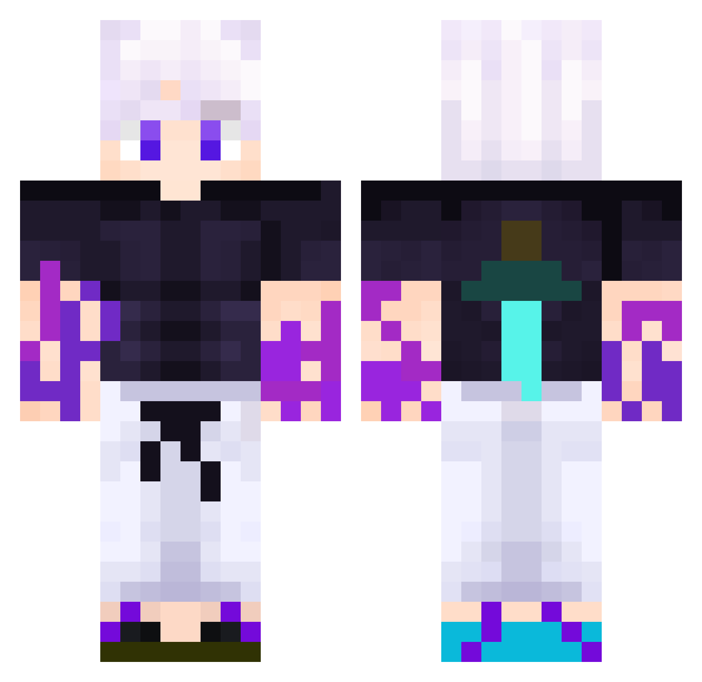 MtsIQ Minecraft skin, front and back view